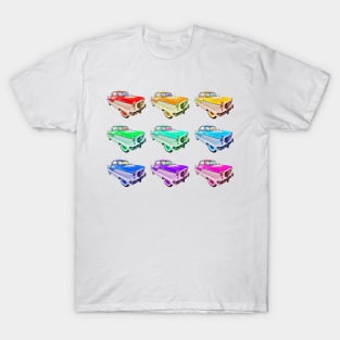 Nash Metropolitan (rainbow colors in a grid) - classic vintage cars reimagined T-Shirt